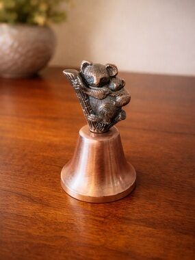 Brass Koala Bear Hand Bell Vintage Style Animal Desk Bell Nursery Decor